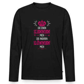 Die einen Kennen mich die anderen Können mich - Männer Premium Bio Langarmshirt - Schwarz - Vorne - Nico (187cm)