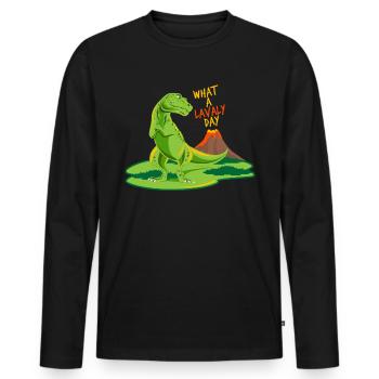 Volcano Dino Tyrannosaurus Rex Dinosaur Gift - Men's Premium Organic Long Sleeve Shirt - black - Front - Nico (187cm)