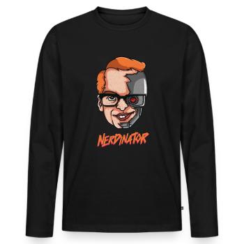 Nerdinator Ich bin ein Nerd Geek Roboter Geschenk - Männer Premium Bio Langarmshirt - Schwarz - Vorne - Nico (187cm)