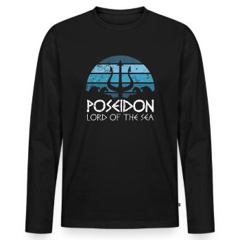Poséidon trident Grèce cadeau méditerranéen - T-shirt manches longues Premium bio Homme - noir - Devant - Nico (187cm)