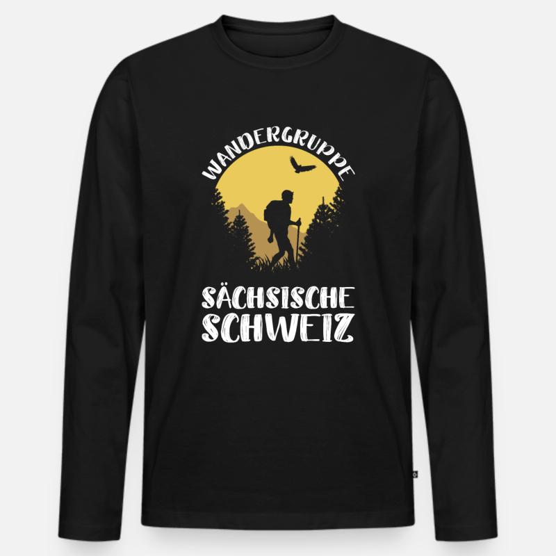 Sächsische Schweiz Bastei Wandern Sachsen Geschenk - Männer Premium Bio Langarmshirt - Schwarz