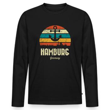 Hamburg anchor city hamburger harbor gift - Men's Premium Organic Long Sleeve Shirt - black - Front - Nico (187cm)