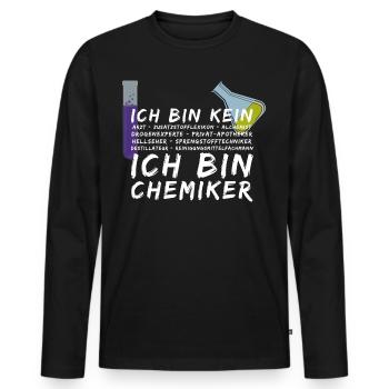 Mein Beruf ist Chemiker Shirt - Männer Premium Bio Langarmshirt - Schwarz - Vorne - Nico (187cm)