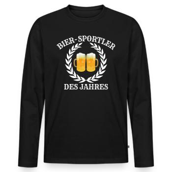 Bier - Sportler Des Jahres Bier Spruch - Männer Premium Bio Langarmshirt - Schwarz - Vorne - Nico (187cm)