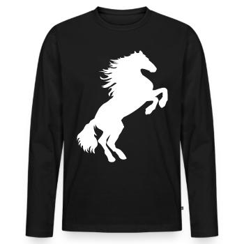 Cheval blanc moisi - Chevaux T shirt & sweat à capuche - T-shirt manches longues Premium bio Homme - noir - Devant - Nico (187cm)