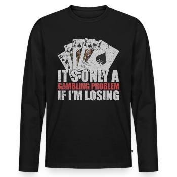 Poker de jeu - T-shirt manches longues Premium bio Homme - noir - Devant - Nico (187cm)