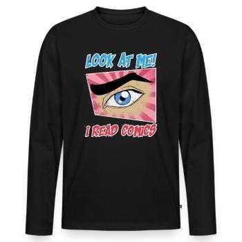 Bande dessinée rétro comique - T-shirt manches longues Premium bio Homme - noir - Devant - Nico (187cm)