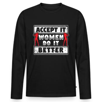 Frauenpower Feminismus Powerfrau - Männer Premium Bio Langarmshirt - Schwarz - Vorne - Nico (187cm)