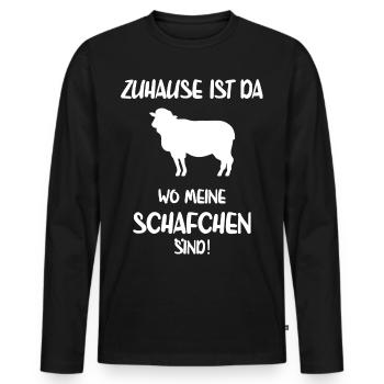 Zuhause Ist Wo Meine Schafe Sind Schäfer Landwirt - Männer Premium Bio Langarmshirt - Schwarz - Vorne - Nico (187cm)