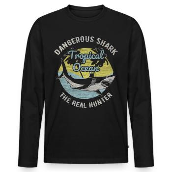 Requin marine poisson mer océan nature cadeau - T-shirt manches longues Premium bio Homme - noir - Devant - Nico (187cm)