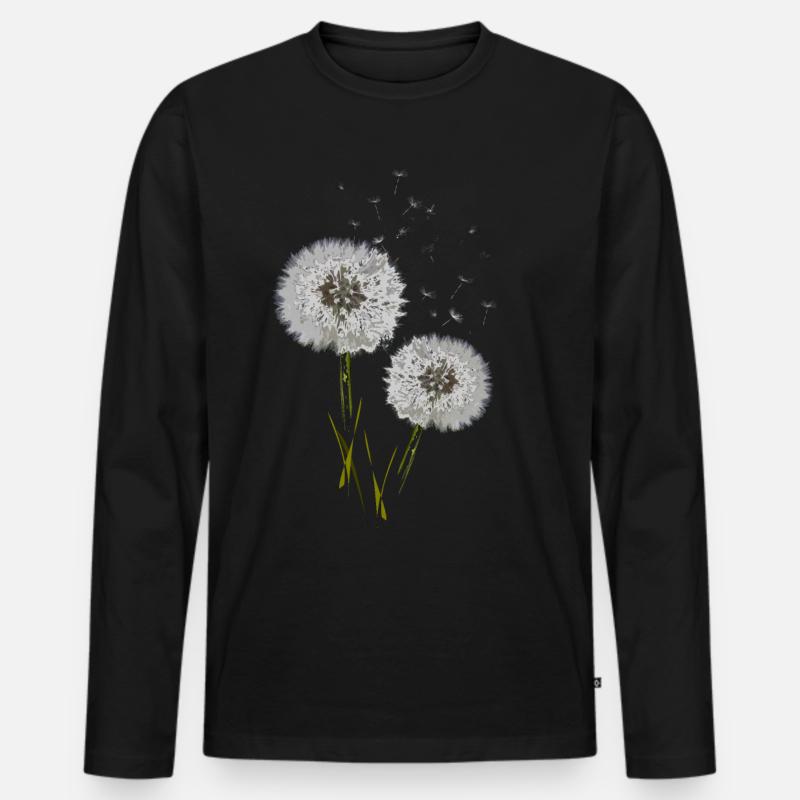 Pusteblume - Männer Premium Bio Langarmshirt - Schwarz