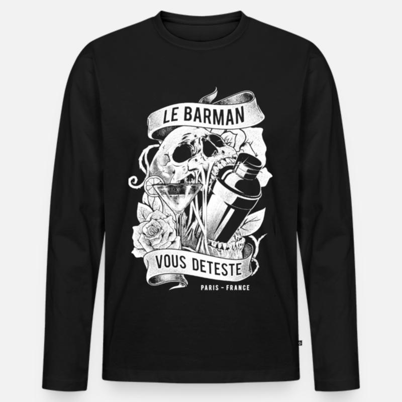 Der Barkeeper hasst dich - Männer Premium Bio Langarmshirt - Schwarz