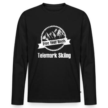 Telemark Ski Heel Free - Libérez votre ski au talon - T-shirt manches longues Premium bio Homme - noir - Devant - Nico (187cm)