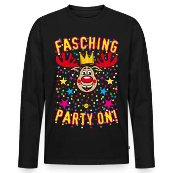 34 Hirsch Rudolph Krone Fasching Party on Konfetti - Männer Premium Bio Langarmshirt - Schwarz - Vorne - Nico (187cm)