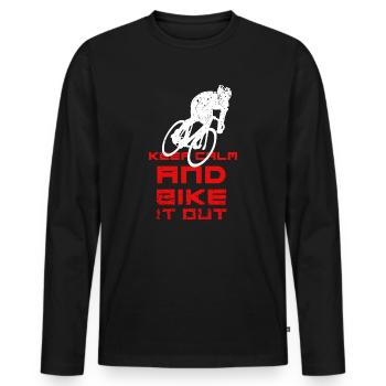 Balade à vélo - T-shirt manches longues Premium bio Homme - noir - Devant - Nico (187cm)