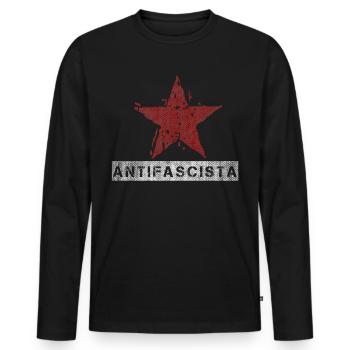 ANTIFASCISTA - Männer Premium Bio Langarmshirt - Schwarz - Vorne - Nico (187cm)