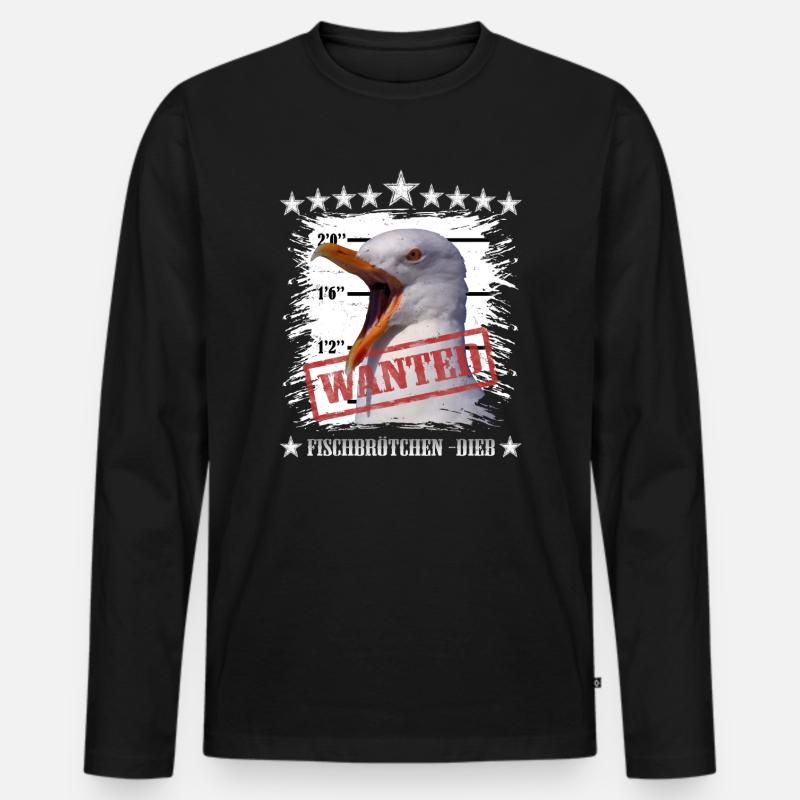 Diebische Möwe - Männer Premium Bio Langarmshirt - Schwarz