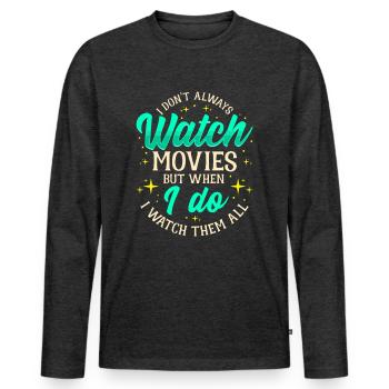 Film cinema - Maglia a manica lunga ecologica premium da uomo - antracite melange - Fronte - Nico (187cm)