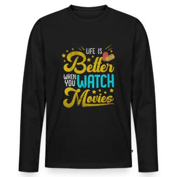 Movies cinema - Men's Premium Organic Long Sleeve Shirt - black - Front - Nico (187cm)