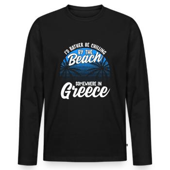 Grèce - T-shirt manches longues Premium bio Homme - noir - Devant - Nico (187cm)
