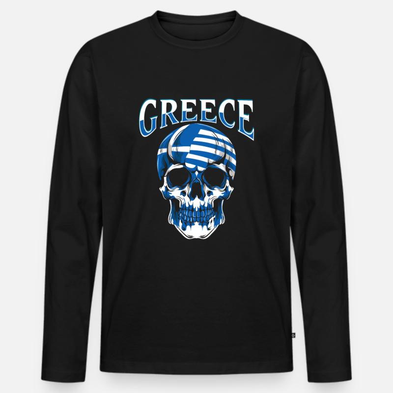 Griechenland - Männer Premium Bio Langarmshirt - Schwarz