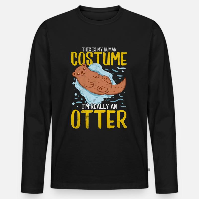 Otter - Männer Premium Bio Langarmshirt - Schwarz