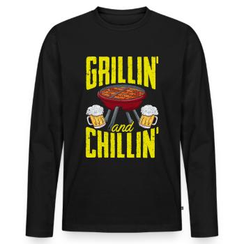 Grillen BBQ - Männer Premium Bio Langarmshirt - Schwarz - Vorne - Nico (187cm)