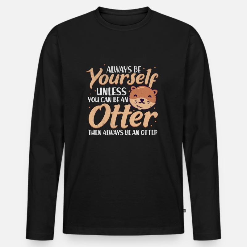 Otter - Männer Premium Bio Langarmshirt - Schwarz