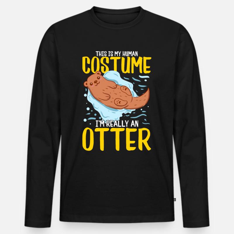 Otter Tier - Männer Premium Bio Langarmshirt - Schwarz
