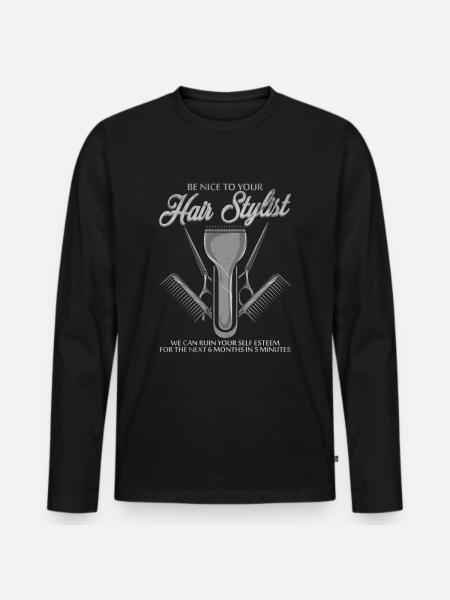 Friseur Haarschnitt - Männer Premium Bio Langarmshirt - Schwarz