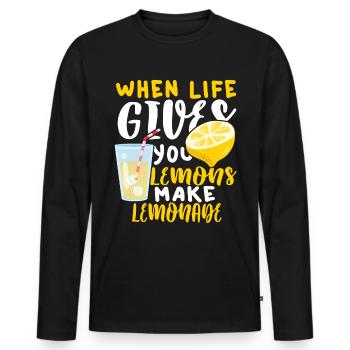 Zitrone - Männer Premium Bio Langarmshirt - Schwarz - Vorne - Nico (187cm)