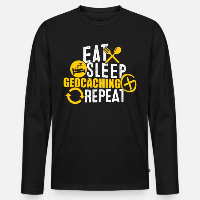 Geocache - Männer Premium Bio Langarmshirt - Schwarz