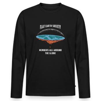 Flat Earth Society - Members Around The World! - Men's Premium Organic Long Sleeve Shirt - black - Front - Nico (187cm)