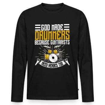 Schlagzeug Musik Drum n bass Drumset Becken Rock - Männer Premium Bio Langarmshirt - Schwarz - Vorne - Nico (187cm)