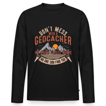 Géocache - T-shirt manches longues Premium bio Homme - noir - Devant - Nico (187cm)