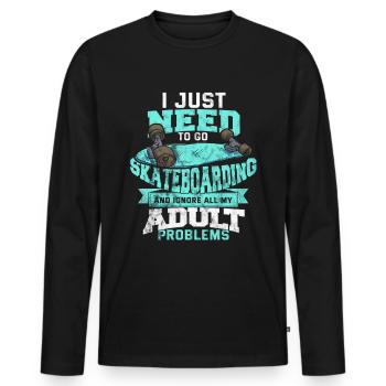 Skateboard life kickflip sk8ing gift board - Men's Premium Organic Long Sleeve Shirt - black - Front - Nico (187cm)