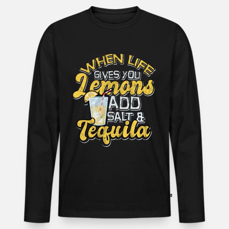 Zitrone - Männer Premium Bio Langarmshirt - Schwarz