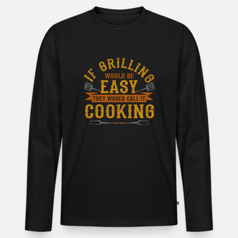 Grillen BBQ - Männer Premium Bio Langarmshirt - Schwarz