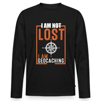 Géocache - T-shirt manches longues Premium bio Homme - noir - Devant - Nico (187cm)