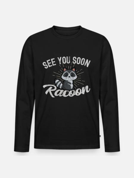racoon - Men's Premium Organic Long Sleeve Shirt - black