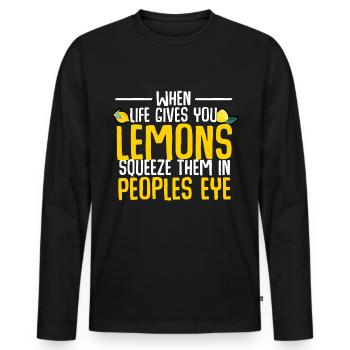 Zitrone - Männer Premium Bio Langarmshirt - Schwarz - Vorne - Nico (187cm)