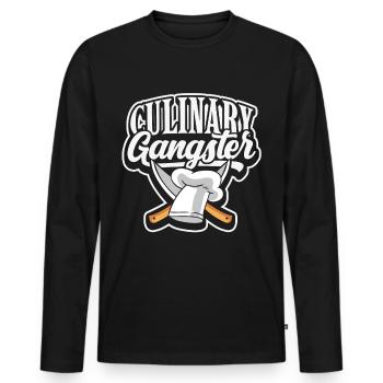 Koch Chefkoch Gourmet Kochmütze Großküche Cuisine - Männer Premium Bio Langarmshirt - Schwarz - Vorne - Nico (187cm)