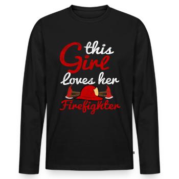 Fire department wife fire engine flashing emergency call - Men's Premium Organic Long Sleeve Shirt - black - Front - Nico (187cm)