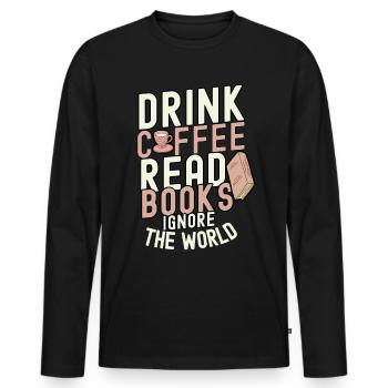 buch - Männer Premium Bio Langarmshirt - Schwarz - Vorne - Nico (187cm)