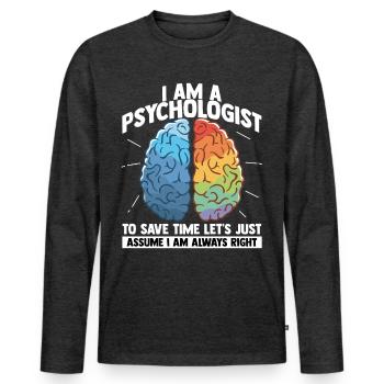 Psychology Brain Psychobilly Freud Therapist - Men's Premium Organic Long Sleeve Shirt - heather anthracite - Front - Nico (187cm)