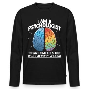 Psychologie Cerveau Psychobilly Freud Thérapeute - T-shirt manches longues Premium bio Homme - noir - Devant - Nico (187cm)