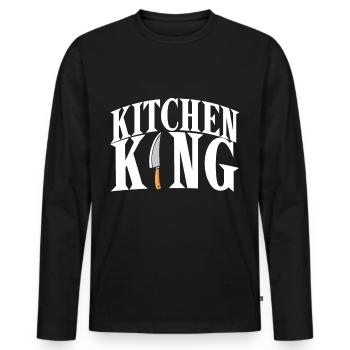 Koch König Chefkoch Gourmet Kochmütze Cuisine - Männer Premium Bio Langarmshirt - Schwarz - Vorne - Nico (187cm)