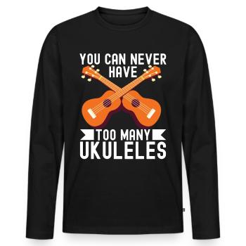 Ukulele Hawaii Uke Plucked Instrument Aloha Chord - Men's Premium Organic Long Sleeve Shirt - black - Front - Nico (187cm)