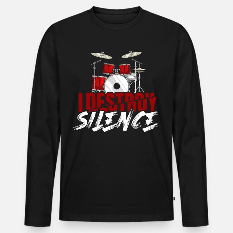 Schlagzeug - Männer Premium Bio Langarmshirt - Schwarz