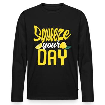 lemon - Men's Premium Organic Long Sleeve Shirt - black - Front - Nico (187cm)